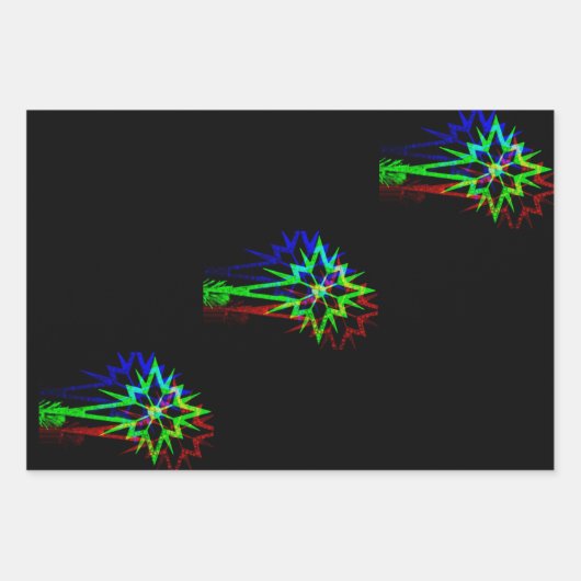 3pc Psychedelic Star Wrapping Papier Inpakpapier Vel (Voorkant)