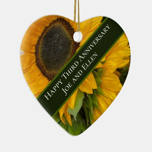 3rd Anniversary Editable Sunflower Keramisch Ornament (Rechts)