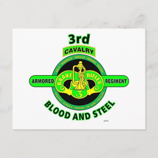 3RD ARMORED CAVALRY REGIMENT"RAVE RIFLES" BRIEFKAART (Voorkant)