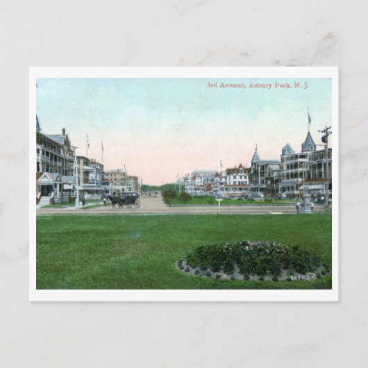 3rd Ave., Asbury Park, NJ 1911 Vintage Briefkaart (Voorkant)