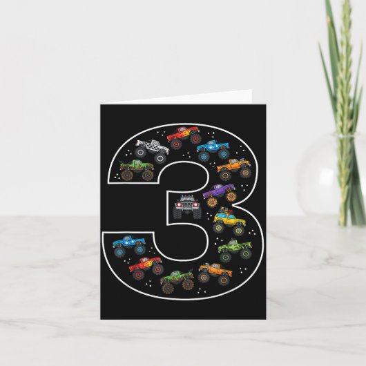 3rd Birthday 3 Year Old Car Boys Monster Truck  Kaart (Voorkant)