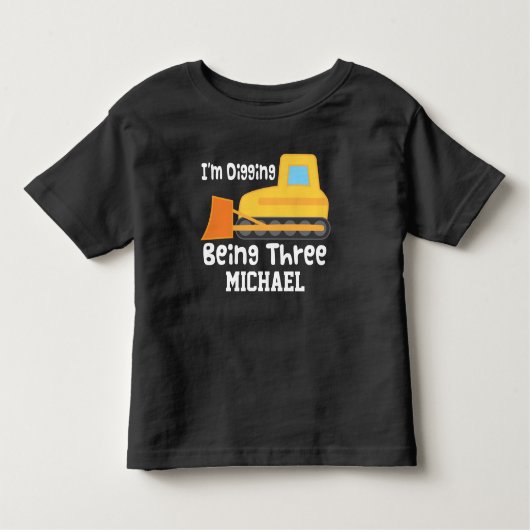 3rd Birthday Bulldozer Construction Truck T-shirt (Voorkant)