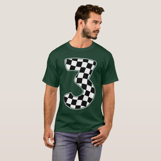 3rd Birthday Checkered Number 3 Car Racing Flag re T-shirt (Voorkant volledig)
