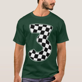 3rd Birthday Checkered Number 3 Car Racing Flag re T-shirt