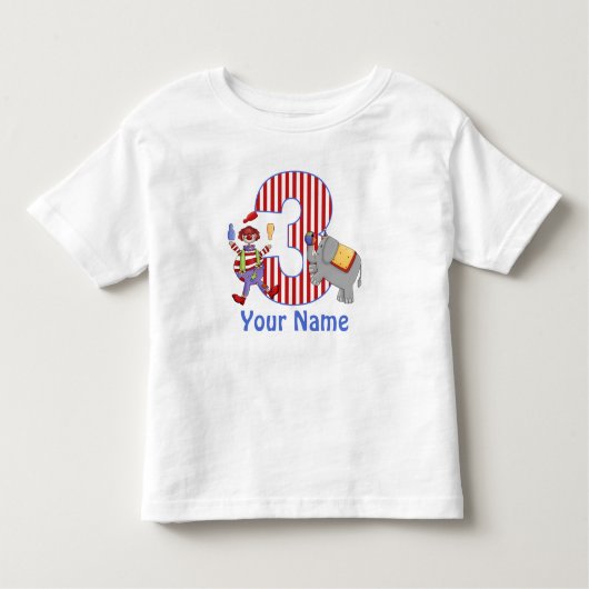 3rd Birthday Circus Gepersonaliseerd T-shirt (Voorkant)