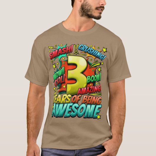 3rd Birthday Comic Style Awesome Since 2020 3 Year T-shirt (Voorkant)