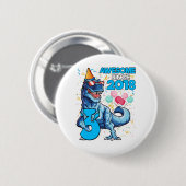 3RD Birthday Dinosaur 3-jarige jongen Kinder Gewel Ronde Button 5,7 Cm (Voorkant /achterkant)