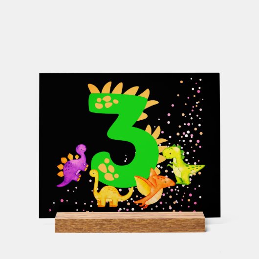 3rd Birthday. Dinosaur Design. My third birthday.  Acryl Bord (Voorkant)