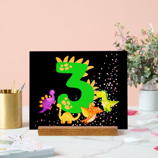 3rd Birthday. Dinosaur Design. My third birthday.  Acryl Bord (Huwelijk)