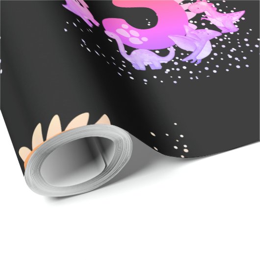 3rd Birthday. Dinosaur Design. My third birthday.  Cadeaupapier (Rol Hoek)