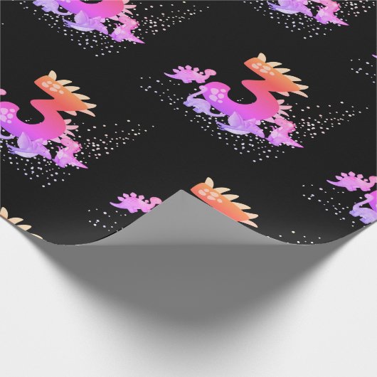 3rd Birthday. Dinosaur Design. My third birthday.  Cadeaupapier (Hoek)