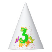 3rd Birthday. Dinosaur Design. My third birthday.  Feesthoedjes (Voorkant)