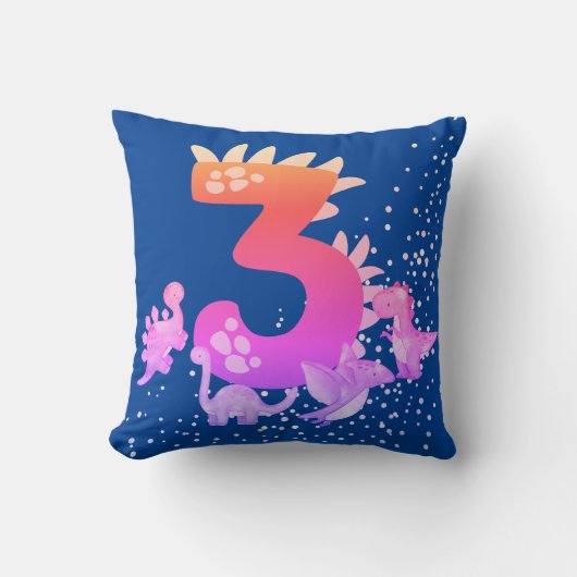3rd Birthday. Dinosaur Design. My third birthday.  Kussen (Voorkant)