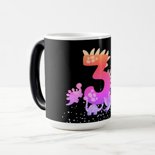 3rd Birthday. Dinosaur Design. My third birthday. Magische Mok (Voorkant links)