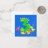 3rd Birthday. Dinosaur Design. My third birthday. Notitiekaartje (Voorkant / Achterkant in situ)