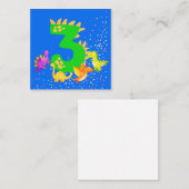 3rd Birthday. Dinosaur Design. My third birthday. Notitiekaartje (Voorkant / Achterkant)