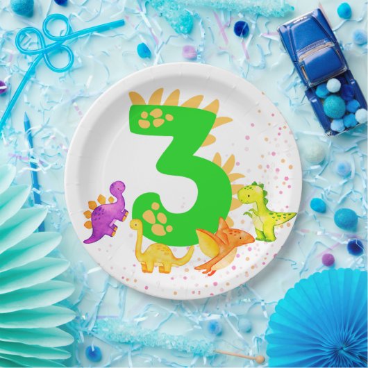 3rd Birthday. Dinosaur Design. My third birthday. Papieren Bordje (Feest)
