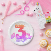 3rd Birthday. Dinosaur Design. My third birthday.  Papieren Bordje (Feest)