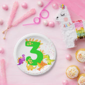 3rd Birthday. Dinosaur Design. My third birthday.  Papieren Bordje (Feest)