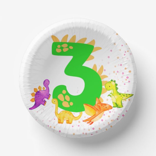 3rd Birthday. Dinosaur Design. My third birthday.  Papieren Kommen (Voorkant)