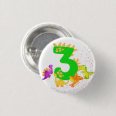 3rd Birthday. Dinosaur Design. My third birthday.  Ronde Button 3,2 Cm (Voorkant /achterkant)