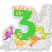 3rd Birthday. Dinosaur Design. My third birthday.  Sticker (Voorkant)