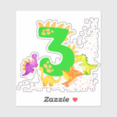 3rd Birthday. Dinosaur Design. My third birthday.  Sticker (Vel)