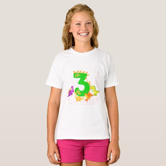 3rd Birthday. Dinosaur Design. My third birthday.  T-shirt (Voorkant volledig)