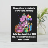 3rd Birthday Dinosaur Girl Dino Bday Kaart (Staand voorkant)