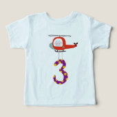 3rd Birthday Firefighter Helicopter Shirt (Design voorkant)