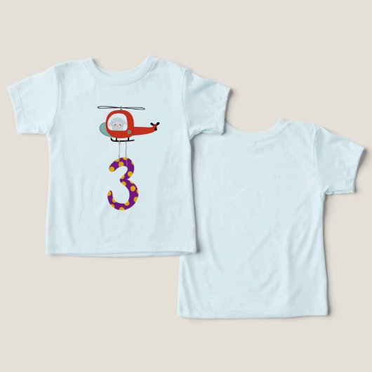 3rd Birthday Firefighter Helicopter Shirt (Ontwerp Voorkant & Achterkant)
