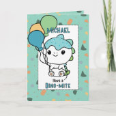 3rd Birthday Funny Dinosaur Cartoon Adorable Cute Kaart (Voorkant)