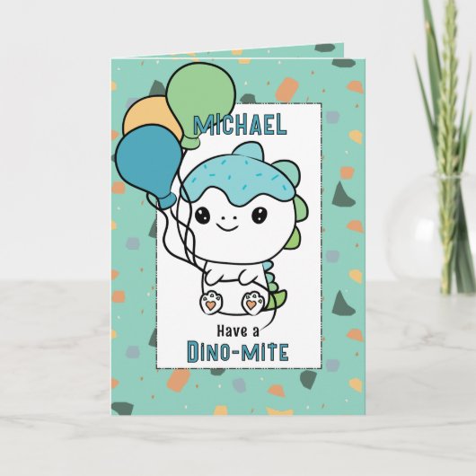 3rd Birthday Funny Dinosaur Cartoon Adorable Cute Kaart (Voorkant)