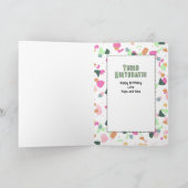 3rd Birthday Girl Dinosaur Cartoon Adorable  Kaart (Binnen)