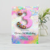 3rd Birthday Girls Invitation Kaart (Staand voorkant)