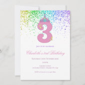 3rd birthday in pink and lilac birthday party kaart (Voorkant)