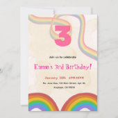 3rd Birthday Invitation Girl Editable Rainbow Kaart (Voorkant)