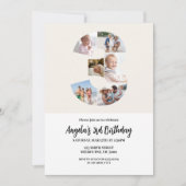 3rd Birthday Invitation Minimalist - Number 3 Kaart (Voorkant)