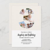 3rd Birthday Invitation Minimalist - Number 3 Kaart (Voorkant / Achterkant)
