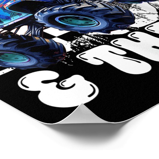 3rd Birthday Monster Truck Young Wild And Three 3  Poster (Hoek)