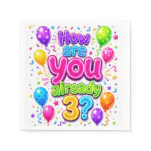 3rd Birthday Neon Balloons and Confetti