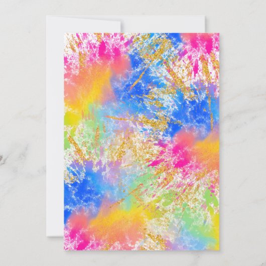 3rd Birthday Rainbow Paint Splash Invitation Kaart (Achterkant)