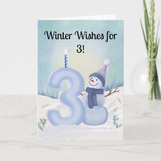  3rd Birthday Snowman with Snowy Three Kaart (Voorkant)