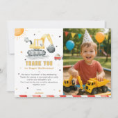 3rd Construction Birthday Photo Thank You Card (Voorkant)