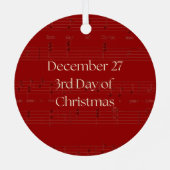 3rd Day of Christmas Three French Hens Ornament (Achterkant)