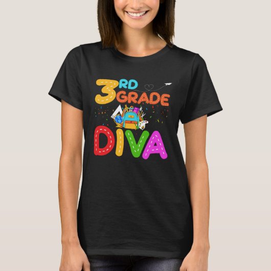 3rd Grade Diva First Day of School T-shirt (Voorkant)