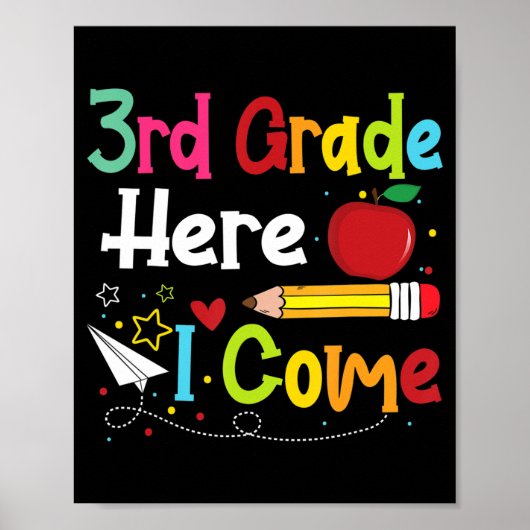 3rd Grade Here I Come Teacher Back To School Boys Poster (Voorkant)