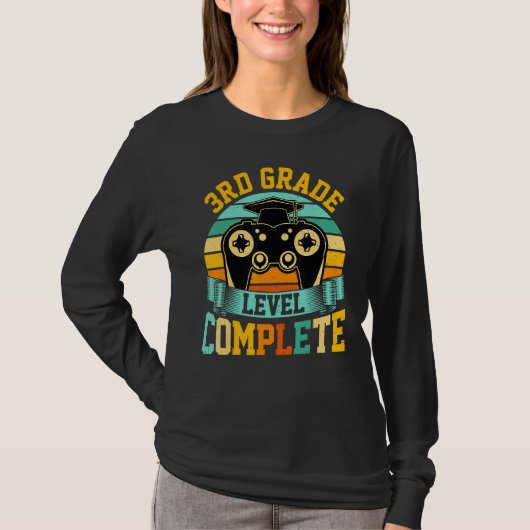 3rd Grade Level Complete Video Gaming Gamer Gradu T-shirt (Voorkant)