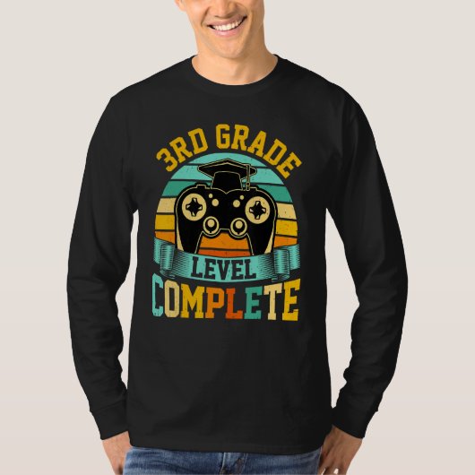 3rd Grade Level Complete  Video Gaming Gamer Gradu T-shirt (Voorkant)