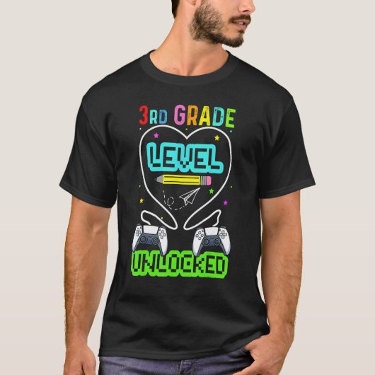 3rd Grade Level Unlocked First Day Back To School T-shirt (Voorkant)